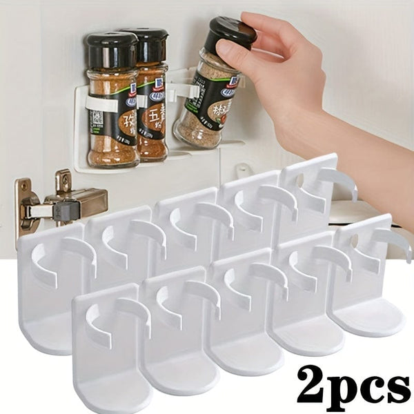 Planet Gates 2pcs 2pcs, Spice Gripper Clip, No Punching Seasoning Bottle Rack, 10 Clips Spice Gripper Clips Strips, Wall Mounted Organizer Rack, Seasoning Jar Storage Holder, Adhesive Gripper Clip Strips, Kitchen Stuff, Kitchen Gadget
