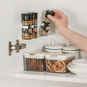 Planet Gates 2pcs 2pcs, Spice Gripper Clip, No Punching Seasoning Bottle Rack, 10 Clips Spice Gripper Clips Strips, Wall Mounted Organizer Rack, Seasoning Jar Storage Holder, Adhesive Gripper Clip Strips, Kitchen Stuff, Kitchen Gadget