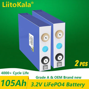 Planet Gates 2PCS 3.2V105Ah / CHINA 1-2PCS LiitoKala 3.2v 105Ah 30Ah 50Ah LifePo4 battery high drain for diy 12V Solar Inverter Electric Vehicle c oach golf cart