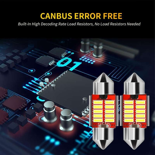 Planet Gates 2pcs 31MM LED bulbs 2 Super Bright Festoon LED Bulbs Without Error 1.25 "31mm Car Interior Map Dome Light License Plate Door Control Light Xenon White 12V