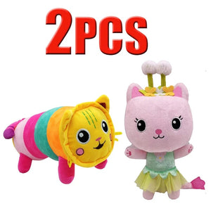 Planet Gates 2pcs 33 Animals Plush Gabby Dollhouse Lovely Plush Gaby Toy Plush House Cat Doll Cartoon Stuffed Animals Mermaid Cat Plushie Dolls Kids