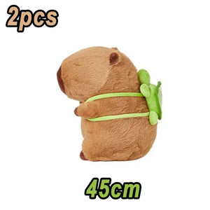 Planet Gates 2pcs 45cm 45cm Fully Filled Capybara Plush Animal With Turtle Tortoise Backpack Toys For Baby Appease Sleeping Pillow Christmas Nice Gift