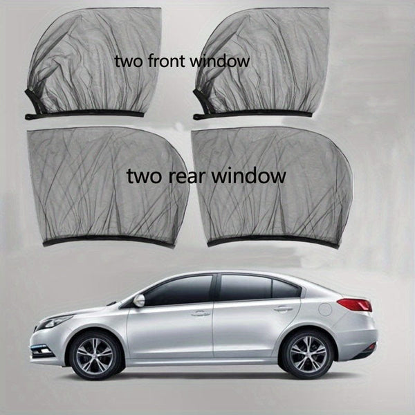 Planet Gates 2pcs/4pcs Car Window Sun Shade, Breathable Mesh Car Side Window Shade Sunshade UV Protection Bug Mosquito Net Universal Fit For Most Cars