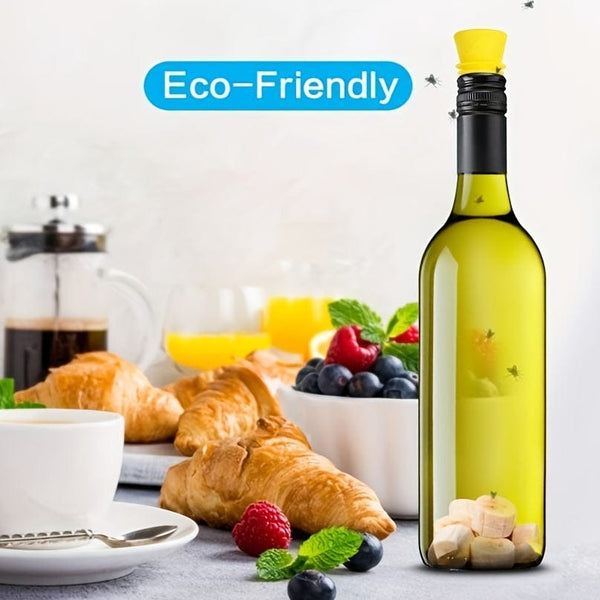 Planet Gates 2pcs/4pcs Fruit Fly Bottle Top Trap, Fly-On-In, Reusable Non-Toxic Indoor/Outdoor Catcher