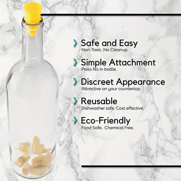 Planet Gates 2pcs/4pcs Fruit Fly Bottle Top Trap, Fly-On-In, Reusable Non-Toxic Indoor/Outdoor Catcher