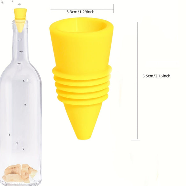 Planet Gates 2pcs/4pcs Fruit Fly Bottle Top Trap, Fly-On-In, Reusable Non-Toxic Indoor/Outdoor Catcher