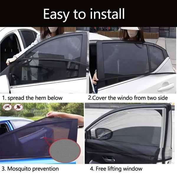 Planet Gates 2pcs/4pcs Sunscreen Ventilation Car Windows Mosquito Nets Car Screens Mosquito Screens Sun Blinds Sunshades/cloth UV Heat Protection Cool Cooling
