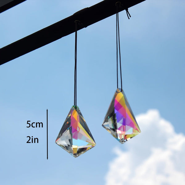 Planet Gates 2pcs 50 Horns Colorful 2pcs Prism Crystal Sun Catchers, Cut Geometric Drop Hanging Suncatchers, Rainbow Maker For Windows, Balcony, Kitchen, Garden Decoration