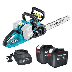 Planet Gates 2PCS 8.0Ah Battery / EU / CHINA 42V (21V*2) Brushless 16Inch Electric Chainsaw Cordless Pruning Woodworking Power Tool Handheld Garden Cutter For Makita Battery