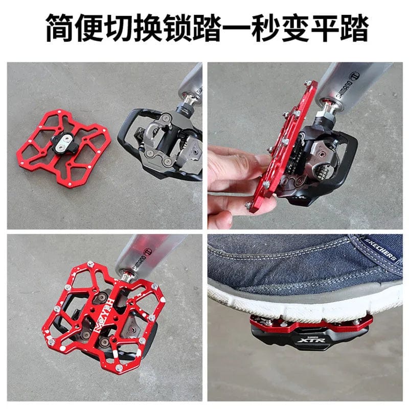 Planet Gates 2PCS Aluminum Alloy Bike Clipless Pedals Universal Compatible Bicycle Clipless Pedal Platform Adapters for SPD KEO Road MTB Bike