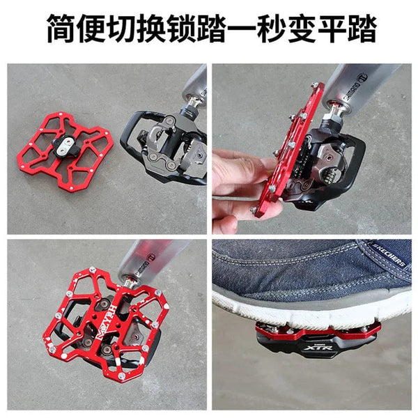 Planet Gates 2PCS Aluminum Alloy Bike Clipless Pedals Universal Compatible Bicycle Clipless Pedal Platform Adapters for SPD KEO Road MTB Bike