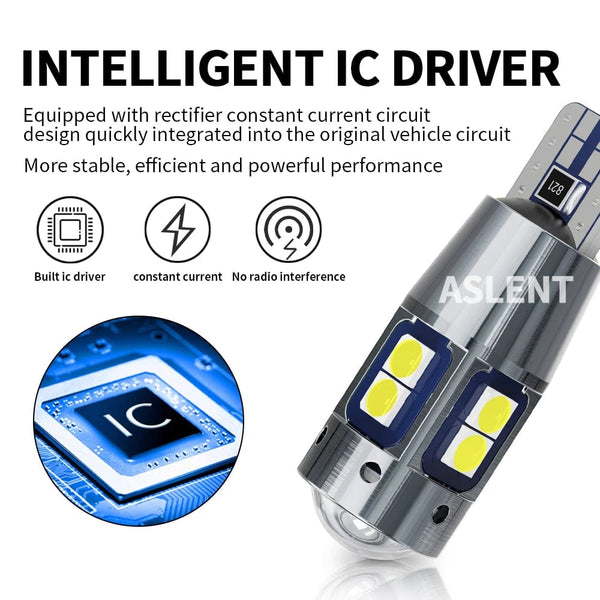 Planet Gates 2PCS / Amber Yellow 2/4PCS High Quality T10 W5W 168 192 Led Tail Light 3030 10smd 12V Auto Lamp CANBUS NO Error Car Marker Parking Bulb 6000K ASLENT