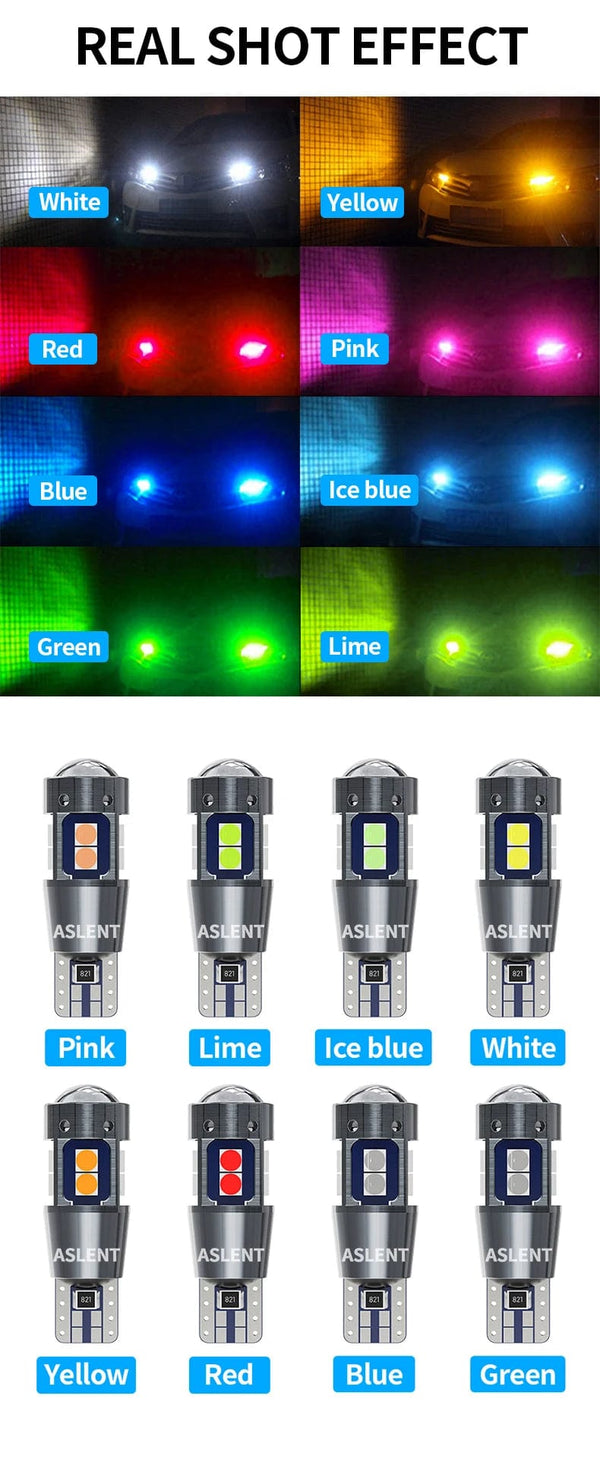 Planet Gates 2PCS / Amber Yellow 2/4PCS High Quality T10 W5W 168 192 Led Tail Light 3030 10smd 12V Auto Lamp CANBUS NO Error Car Marker Parking Bulb 6000K ASLENT