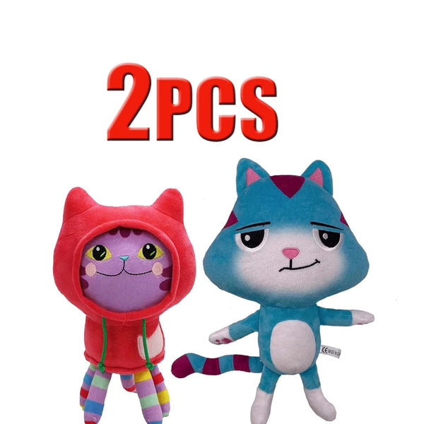 Planet Gates 2pcs Animals Plush Gabby Dollhouse Lovely Plush Gaby Toy Plush House Cat Doll Cartoon Stuffed Animals Mermaid Cat Plushie Dolls Kids