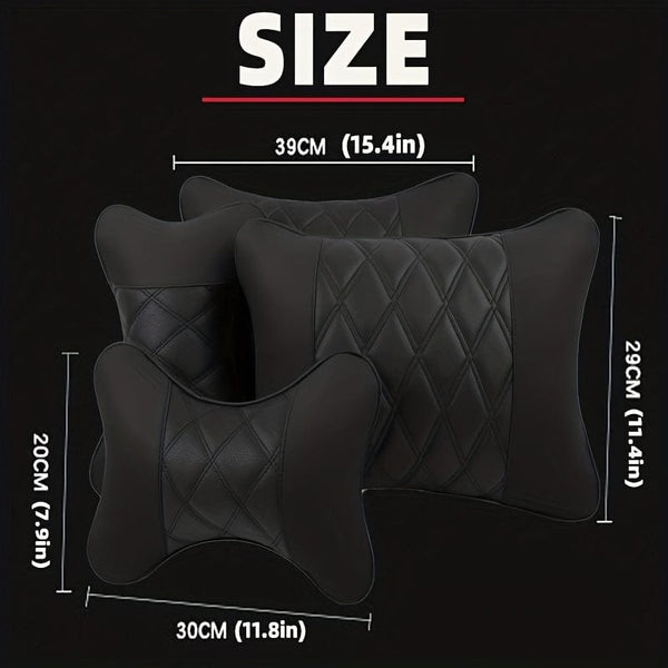 Planet Gates 2pcs Automobile Seat Comfort Kit: Hip Waist Pad, Neck Pillow & Headrest Pressure Relief Pad