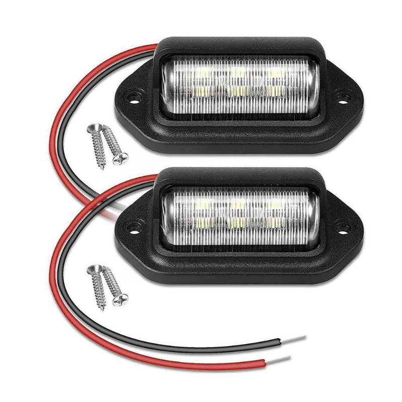 Planet Gates 2pcs Black 2pcs 6 LED License Plate Lights - Bright White Bulbs for SUV, Truck, Trailer, and Van!