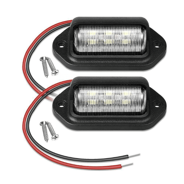 Planet Gates 2pcs Black 2pcs 6 LED License Plate Lights - Bright White Bulbs for SUV, Truck, Trailer, and Van!