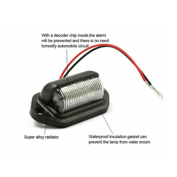 Planet Gates 2pcs Black 2pcs 6 LED License Plate Lights - Bright White Bulbs for SUV, Truck, Trailer, and Van!