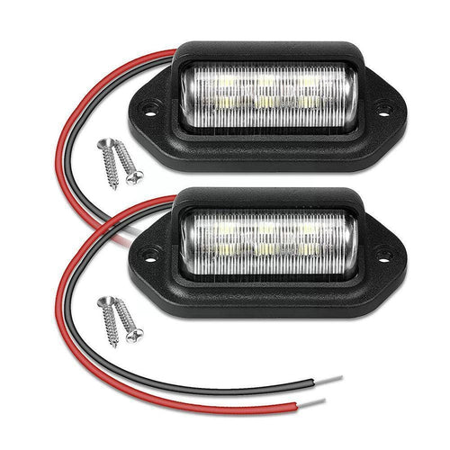 Planet Gates 2pcs Black 2pcs 6 LED License Plate Lights - Bright White Bulbs for SUV, Truck, Trailer, and Van!