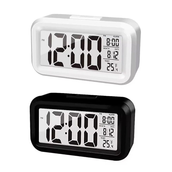 Planet Gates 2pcs black white / CHINA LED Digital Alarm Clock Backlight Snooze Data Time Calendar Desktop Multifunction Electronic Backlight Table Clock