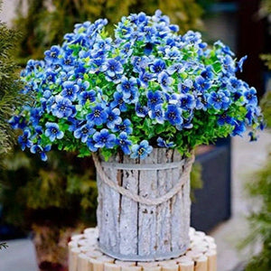 Planet Gates 2pcs Blue / 36.83cm 2/4pcs, Artificial Flowers, Yellow Bulk Outdoor UV Resistant Fake Plants For Outside No Fade Fall Flowers Greenery Shrubs For Hanging Basket Planters, Window Outdoor Garden Yard Decor, Home Room Scene Decor