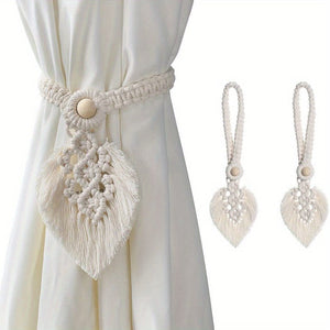 Planet Gates 2pcs Bohemian Woven Leaf Curtain Ties Curtain Tieback Curtain Holdback For Bedroom Living Room Home Decor, 40.01*13.0cm