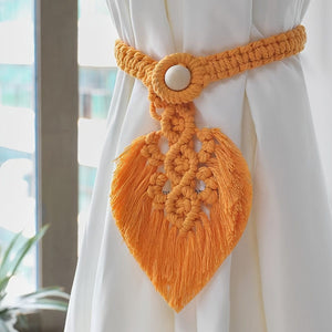 Planet Gates 2pcs Bohemian Woven Leaf Curtain Ties Curtain Tieback Curtain Holdback For Bedroom Living Room Home Decor, 40.01*13.0cm