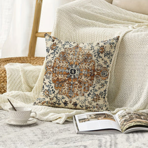 Planet Gates 2pcs Boho Blue Throw Pillow Cover, Bohemia Ethnic Style Carpet Pattern Cushion Case For Sofa Couch, Home Decor, 45.72x45.72 Cm