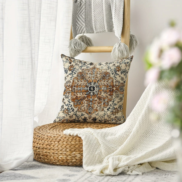 Planet Gates 2pcs Boho Blue Throw Pillow Cover, Bohemia Ethnic Style Carpet Pattern Cushion Case For Sofa Couch, Home Decor, 45.72x45.72 Cm