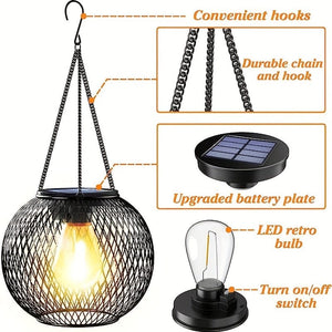 Planet Gates 2pcs Brighten Up Your Outdoor Space with 2 Packs of Upgraded Solar Hanging Lanterns - Perfect for Garden, Yard & Patio!