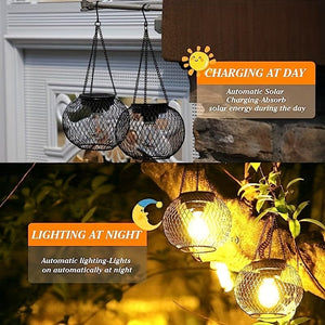 Planet Gates 2pcs Brighten Up Your Outdoor Space with 2 Packs of Upgraded Solar Hanging Lanterns - Perfect for Garden, Yard & Patio!