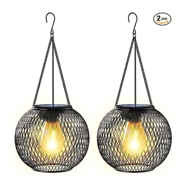 Planet Gates 2pcs Brighten Up Your Outdoor Space with 2 Packs of Upgraded Solar Hanging Lanterns - Perfect for Garden, Yard & Patio!