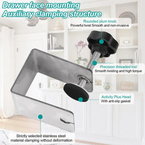 Planet Gates 2PCS Cabinet Installation Clamp Zinc Drawer Fixing Clip Adjustable Cabinet Hardware Jig Portable Front Drawer Woodworking Clamp 2PCS
