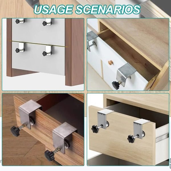 Planet Gates 2PCS Cabinet Installation Clamp Zinc Drawer Fixing Clip Adjustable Cabinet Hardware Jig Portable Front Drawer Woodworking Clamp 2PCS