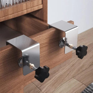 Planet Gates 2PCS Cabinet Installation Clamp Zinc Drawer Fixing Clip Adjustable Cabinet Hardware Jig Portable Front Drawer Woodworking Clamp 2PCS