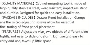 Planet Gates 2PCS Cabinet Installation Clamp Zinc Drawer Fixing Clip Adjustable Cabinet Hardware Jig Portable Front Drawer Woodworking Clamp 2PCS