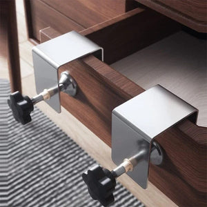 Planet Gates 2PCS Cabinet Installation Clamp Zinc Drawer Fixing Clip Adjustable Cabinet Hardware Jig Portable Front Drawer Woodworking Clamp 2PCS