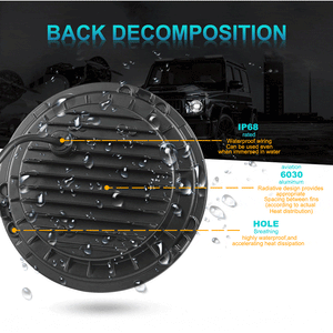 Planet Gates 2pcs Car 7" Led Headlight Hi/Low H4 Halo Angle Eyes For Urban Harley BMW Jeep JK 4x4 Suzuki Samurai Jeep Wrangler Off Road