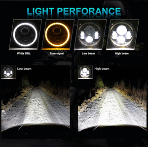 Planet Gates 2pcs Car 7" Led Headlight Hi/Low H4 Halo Angle Eyes For Urban Harley BMW Jeep JK 4x4 Suzuki Samurai Jeep Wrangler Off Road