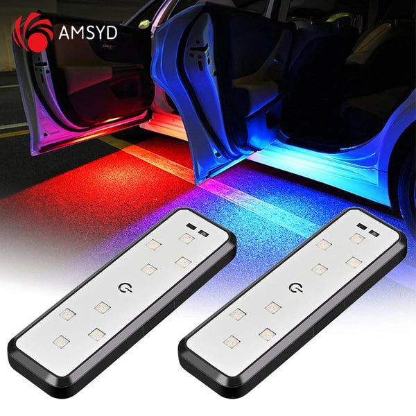 Planet Gates 2PCS Car Door Lights LED Welcome Light Magnetic Control USB Charging Auto Open Door Safe Anti-collision Emergency Signal Lamp