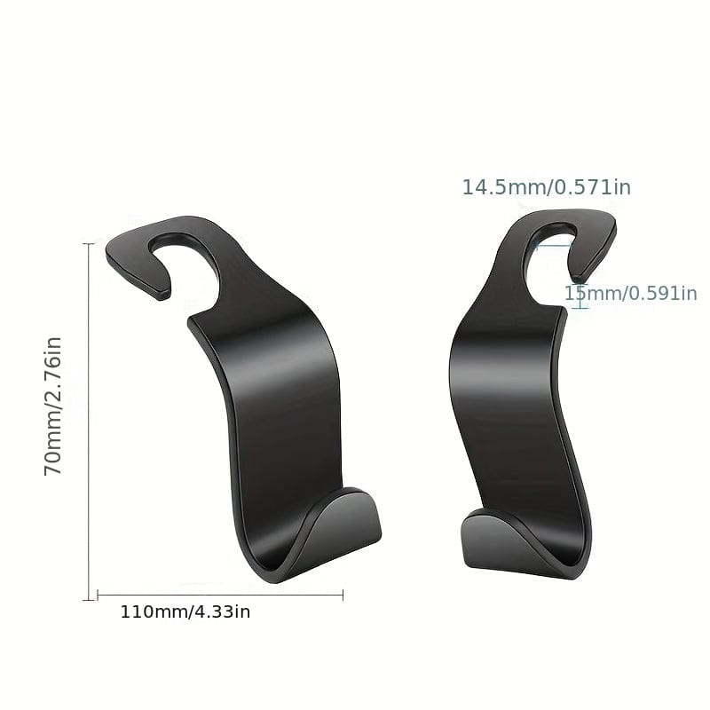 Planet Gates 2pcs Car Hook, Car ABS Rear Rear Hidden Stickable Car 7-shaped Small Hook, Auto Back Seat Organizer Hanger For Handbag Coats Clothes Storage Bags Purse