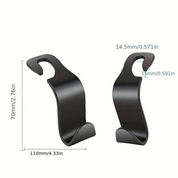 Planet Gates 2pcs Car Hook, Car ABS Rear Rear Hidden Stickable Car 7-shaped Small Hook, Auto Back Seat Organizer Hanger For Handbag Coats Clothes Storage Bags Purse