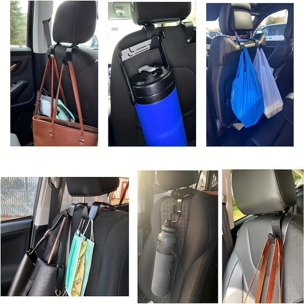 Planet Gates 2pcs Car Hook, Car ABS Rear Rear Hidden Stickable Car 7-shaped Small Hook, Auto Back Seat Organizer Hanger For Handbag Coats Clothes Storage Bags Purse