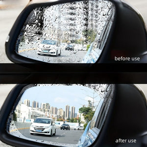 Planet Gates 2pcs Car Rain Film, Reflective Mirror Anti-fog Nano Anti-fog Film Water Repellent Rearview Mirror Rainproof Sticker