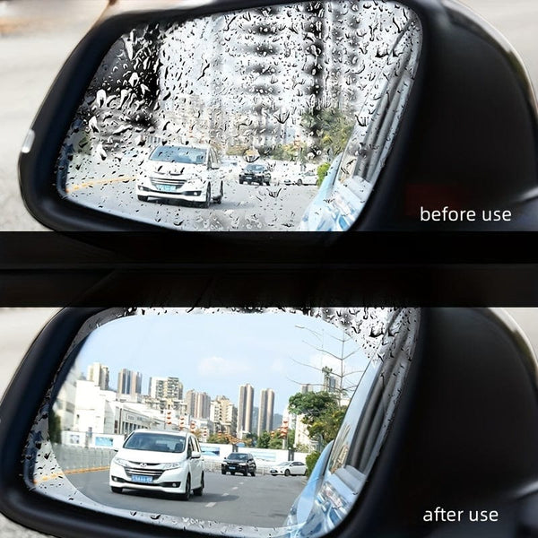 Planet Gates 2pcs Car Rain Film, Reflective Mirror Anti-fog Nano Anti-fog Film Water Repellent Rearview Mirror Rainproof Sticker