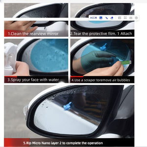 Planet Gates 2pcs Car Rain Film, Reflective Mirror Anti-fog Nano Anti-fog Film Water Repellent Rearview Mirror Rainproof Sticker