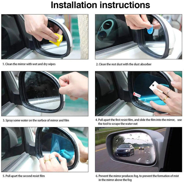 Planet Gates 2PCS Car Sticker Rainproof Film For Car Rearview Mirror Car Rearview Mirror Rain Film Clear Sight In Rainy Days Auto Film