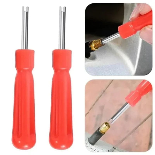 Planet Gates 2pcs Car Tire Valve Stem Core Remover Screwdriver Universal Auto Bicycle Slotted Handle Tire Repair Install Hand Tools Accessories