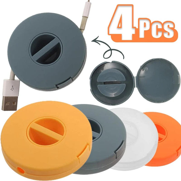 Planet Gates 2Pcs Clear 4/1pcs Round Management USB Charging Wire Cable Portable Charger Cord Holder Clips Winder Retractable Flexible Line Organizer