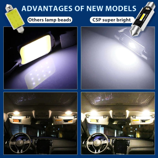 Planet Gates 2PCS Festoon 31mm 36mm 39mm 41mm C5W C10W Super Bright CSP LED Bulbs Car Dome Light Canbus No Error Auto Interior Reading Lamp